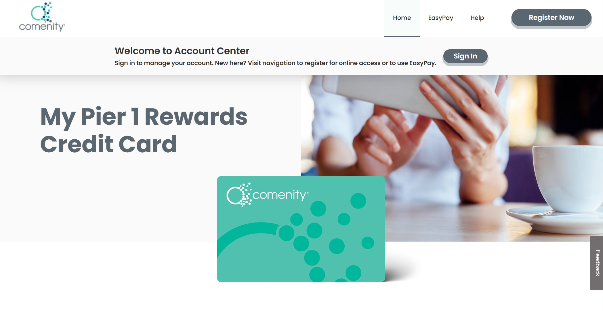Pier 1 credit card Login page